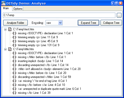 DITidy Analyze Demo Application